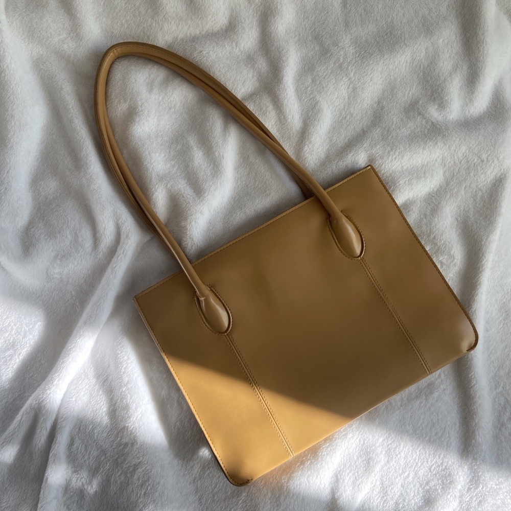 90s Camel Pleather Shoulder Bag